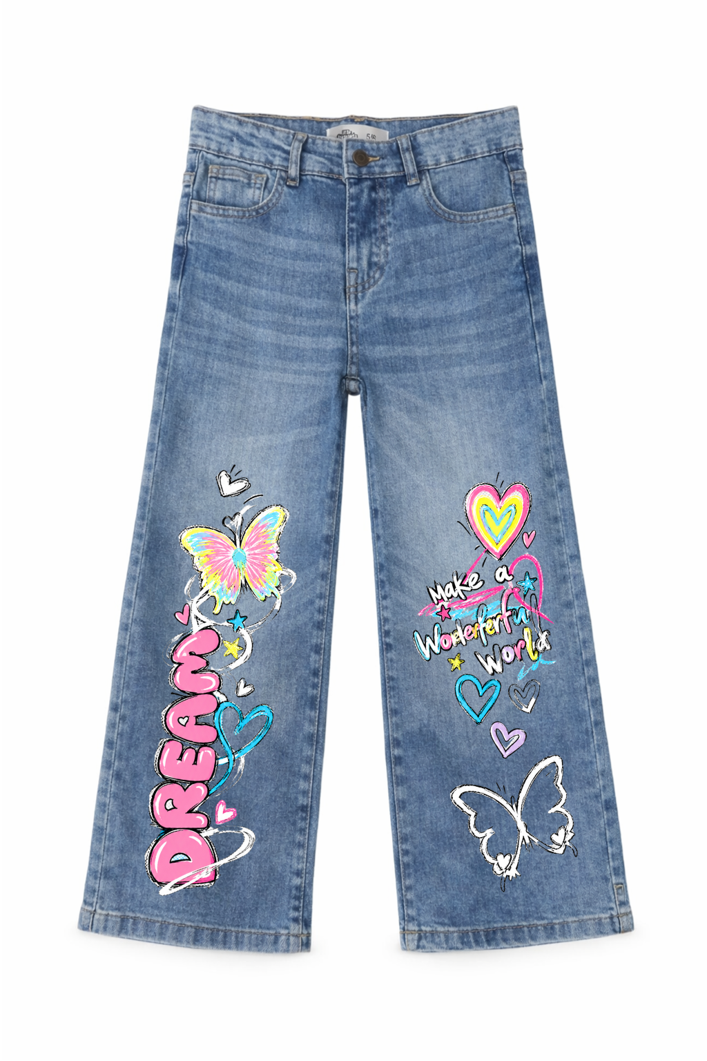 Butterfly Dreamscape Graphic Wide Leg Jeans