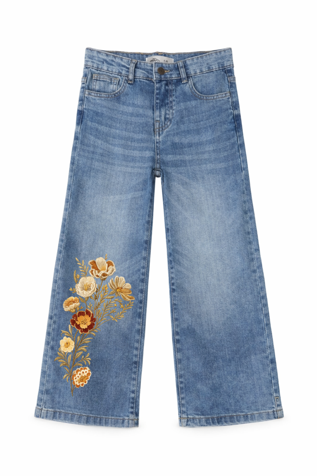 Golden Bloom Wide Leg Printed Jeans