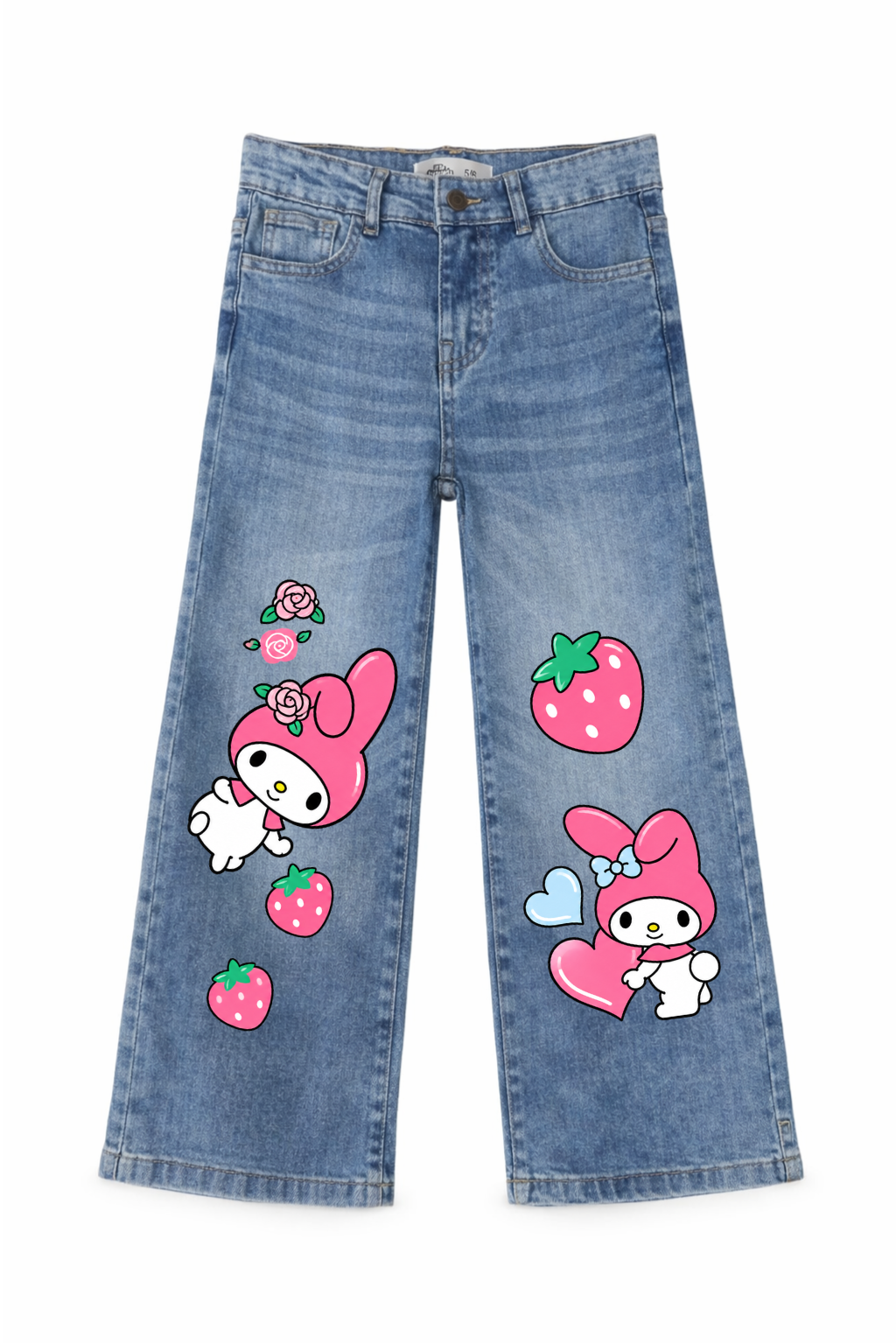 My Melody Strawberry Hearts Wide Leg Jeans