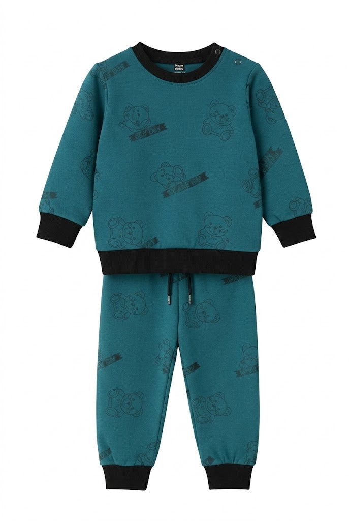 Teal Bear Fleece Suit