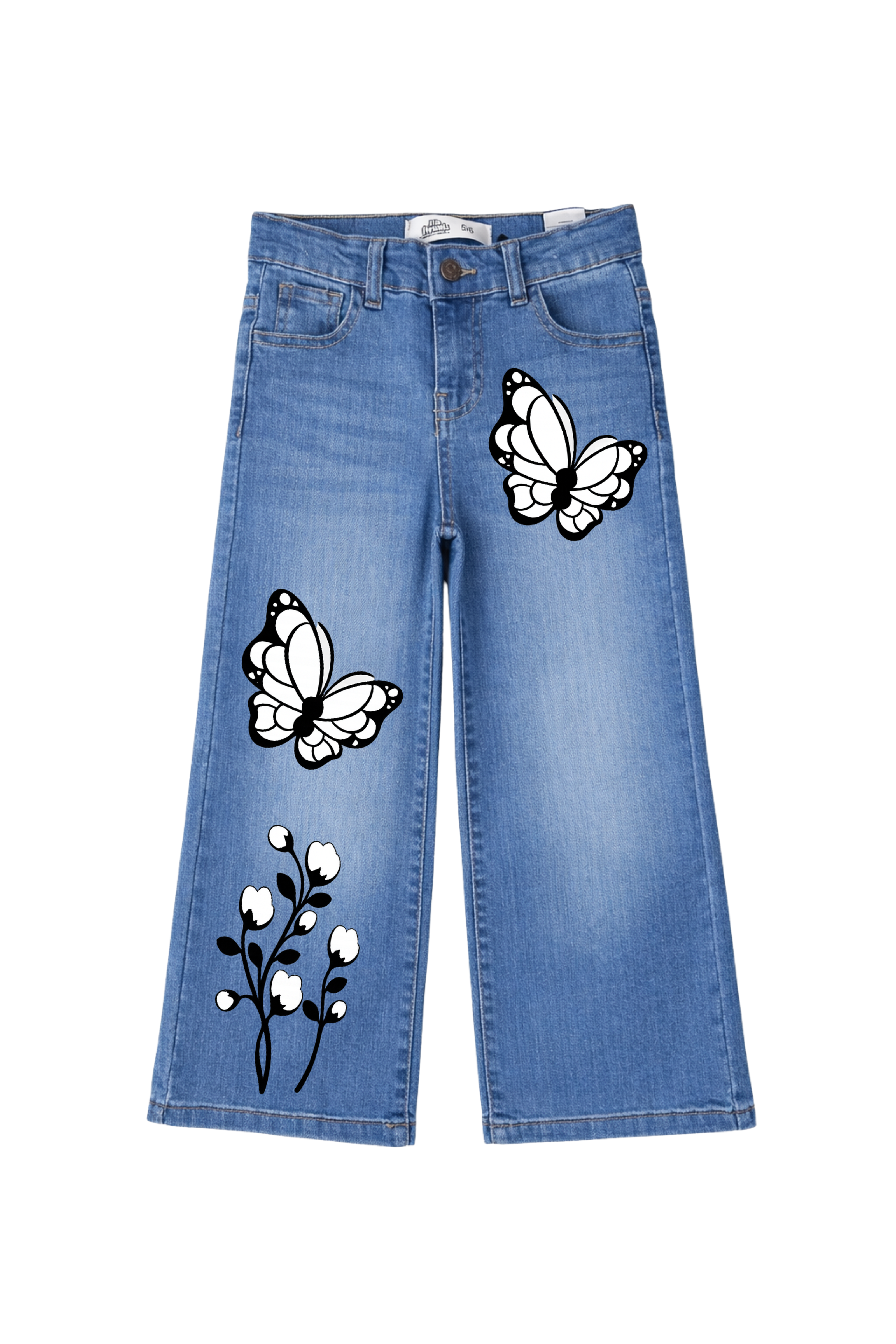 Butterfly Bloom Graphic Denim Jeans