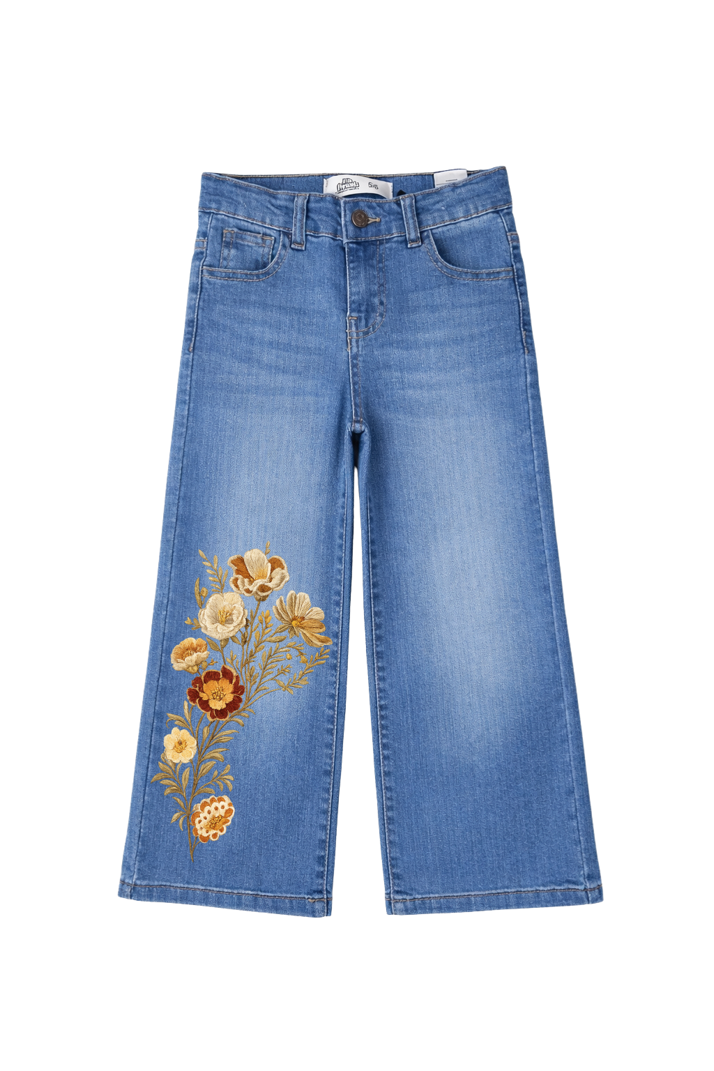 Golden Bloom Wide Leg Printed Jeans