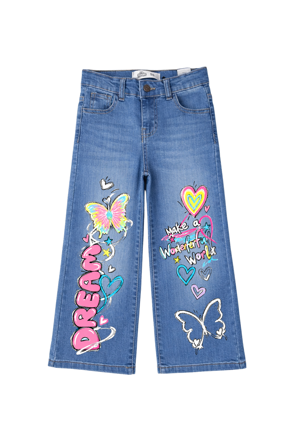 Butterfly Dreamscape Graphic Wide Leg Jeans