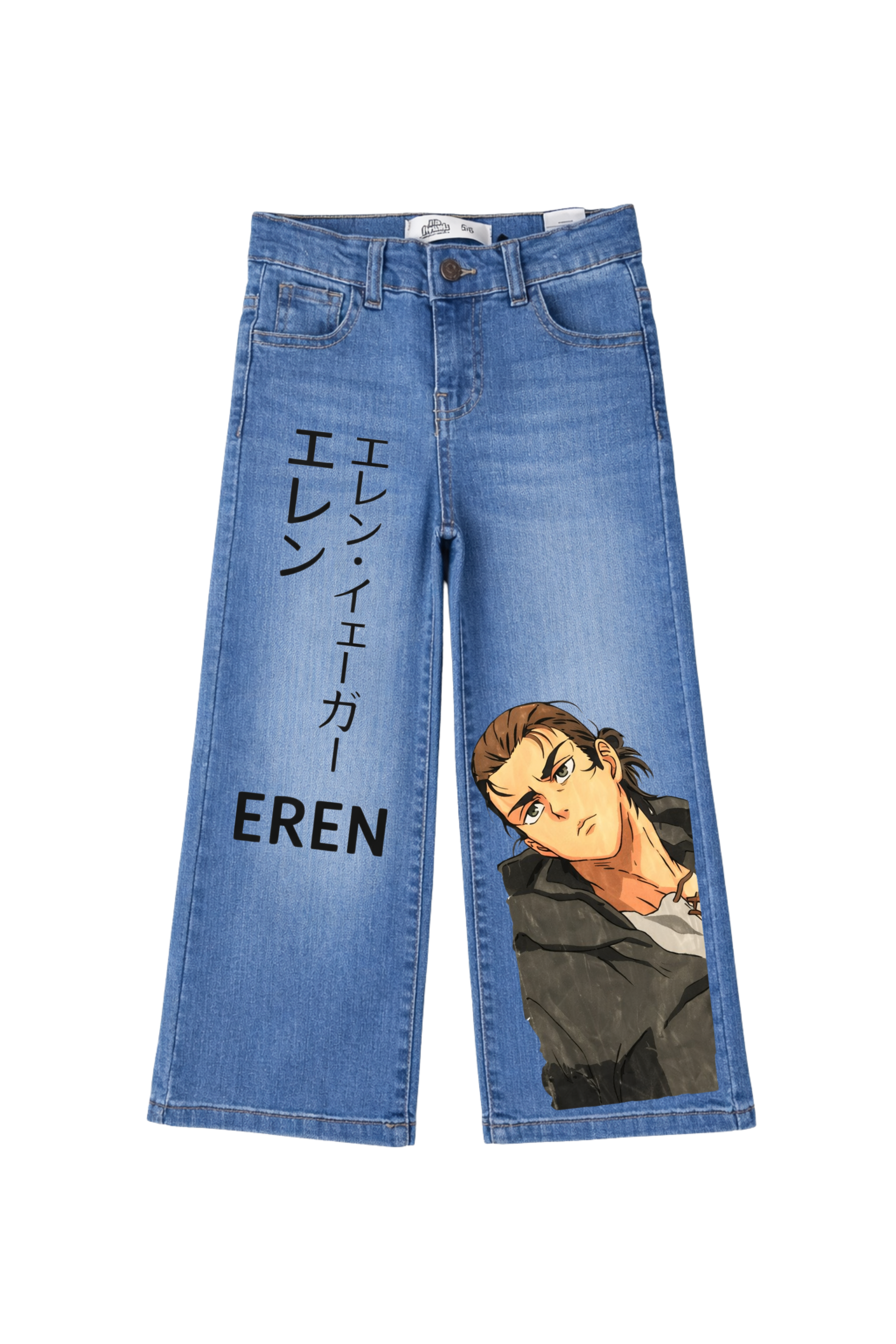 Anime Portrait Text Denim Jeans
