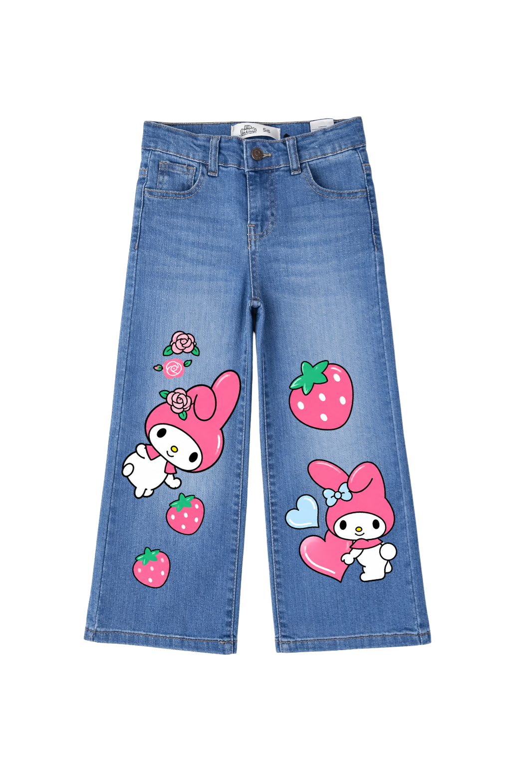 My Melody Strawberry Hearts Wide Leg Jeans