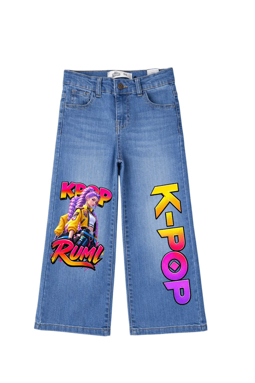 Rumi K-Pop Graphic Wide Leg Jeans