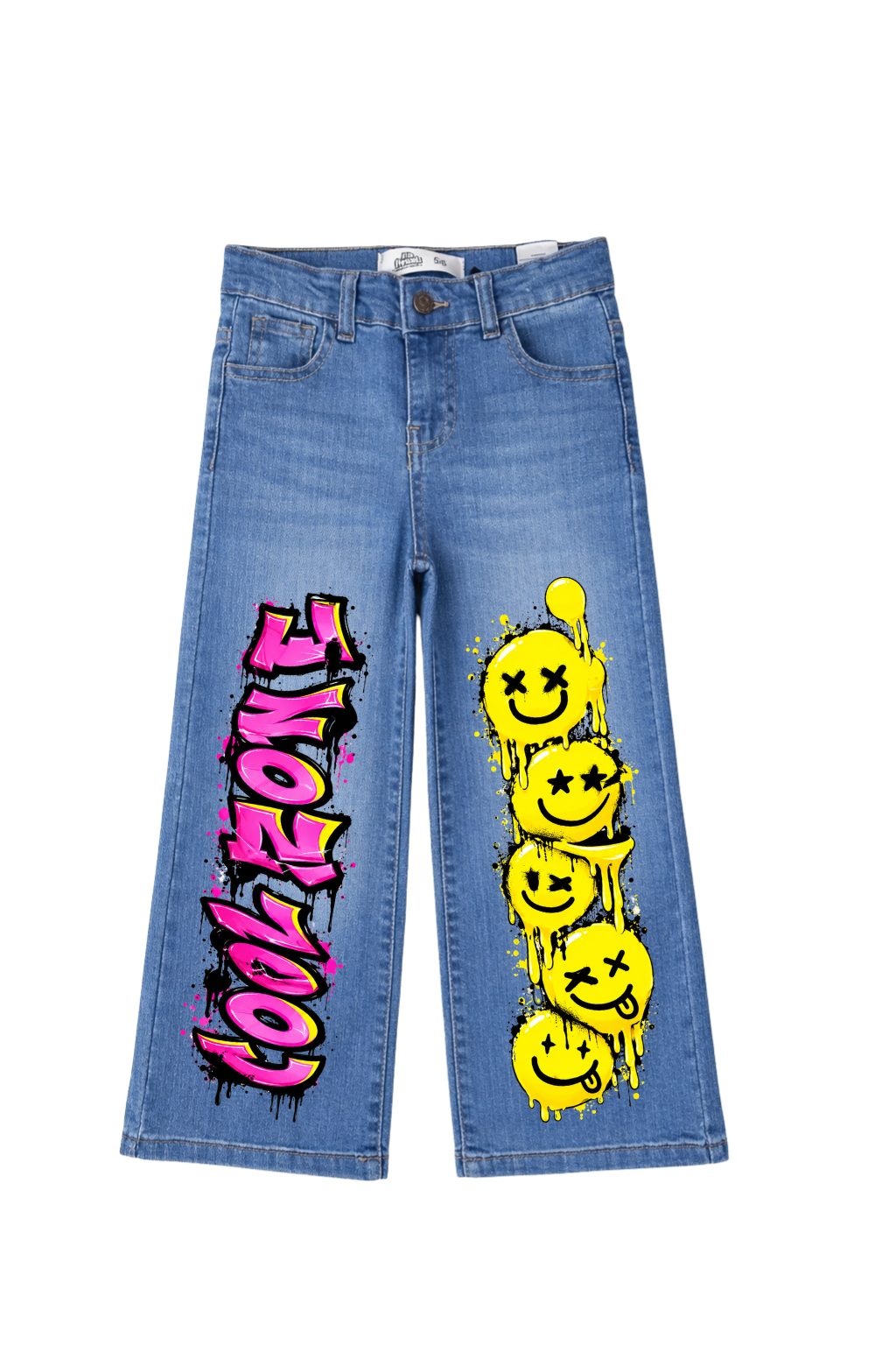 Graffiti Good Vibes Smiley Graphic Jeans