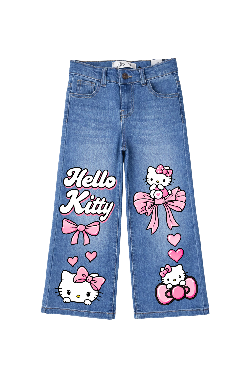 Kitty Bows Graphic Wide Leg Jeans