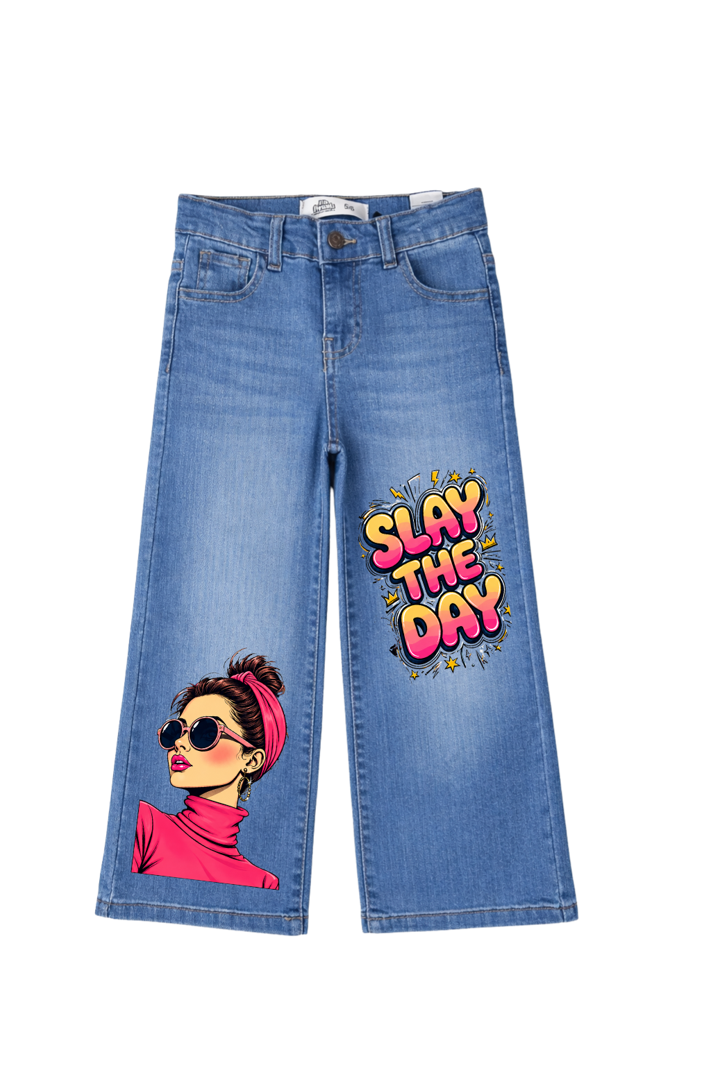 Slay Queen Graphic Wide Leg Jeans