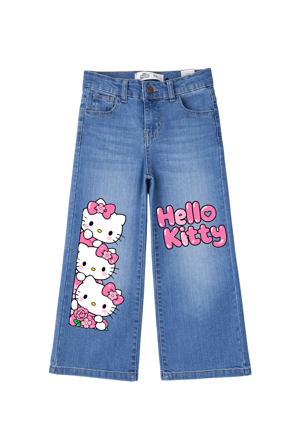 Hello Kitty Floral Peek Wide Leg Jeans