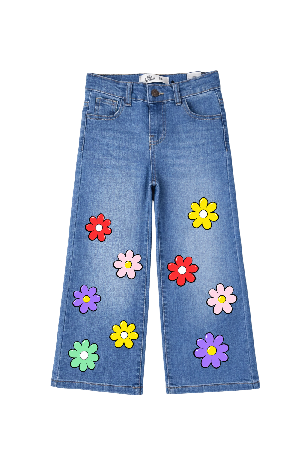 Rainbow Daisy Wide Leg Jeans