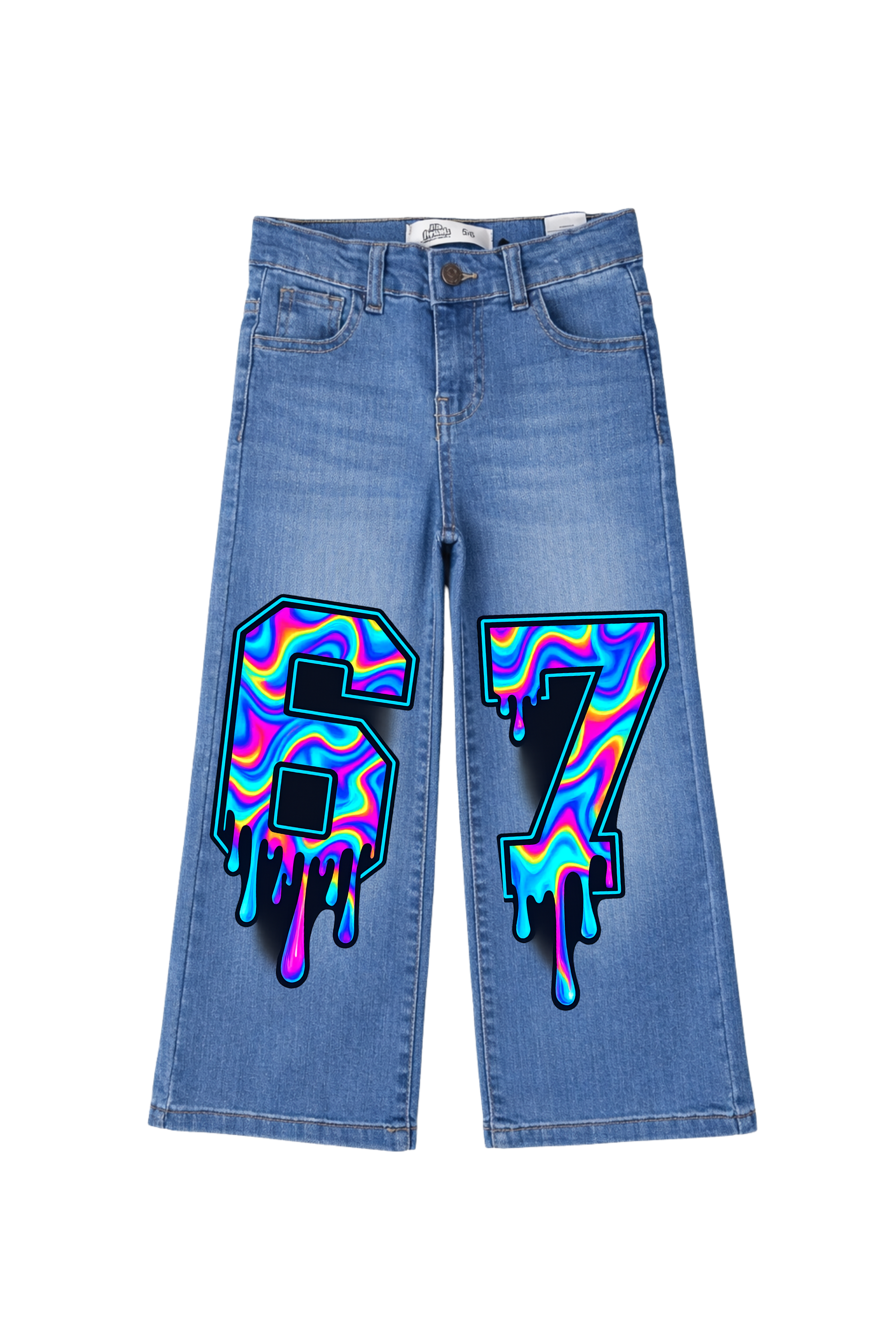 Six Seven Graphic Paint Denim Jeans