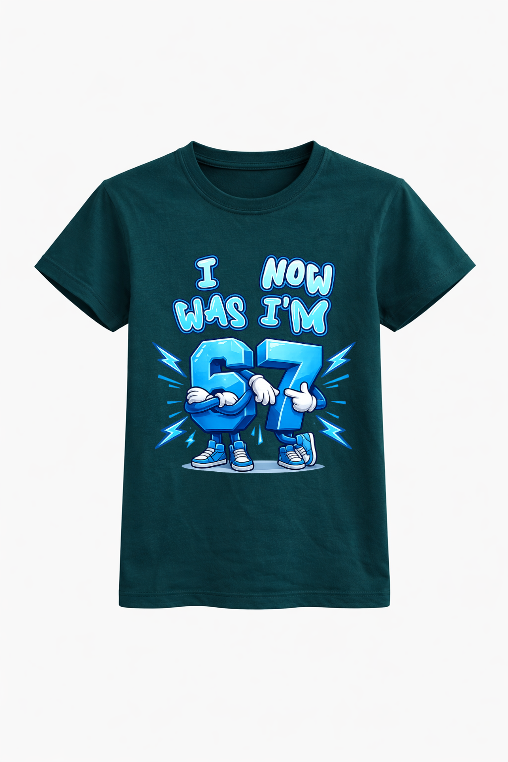 I Was 6 Now 7 Graphic Blue Tee