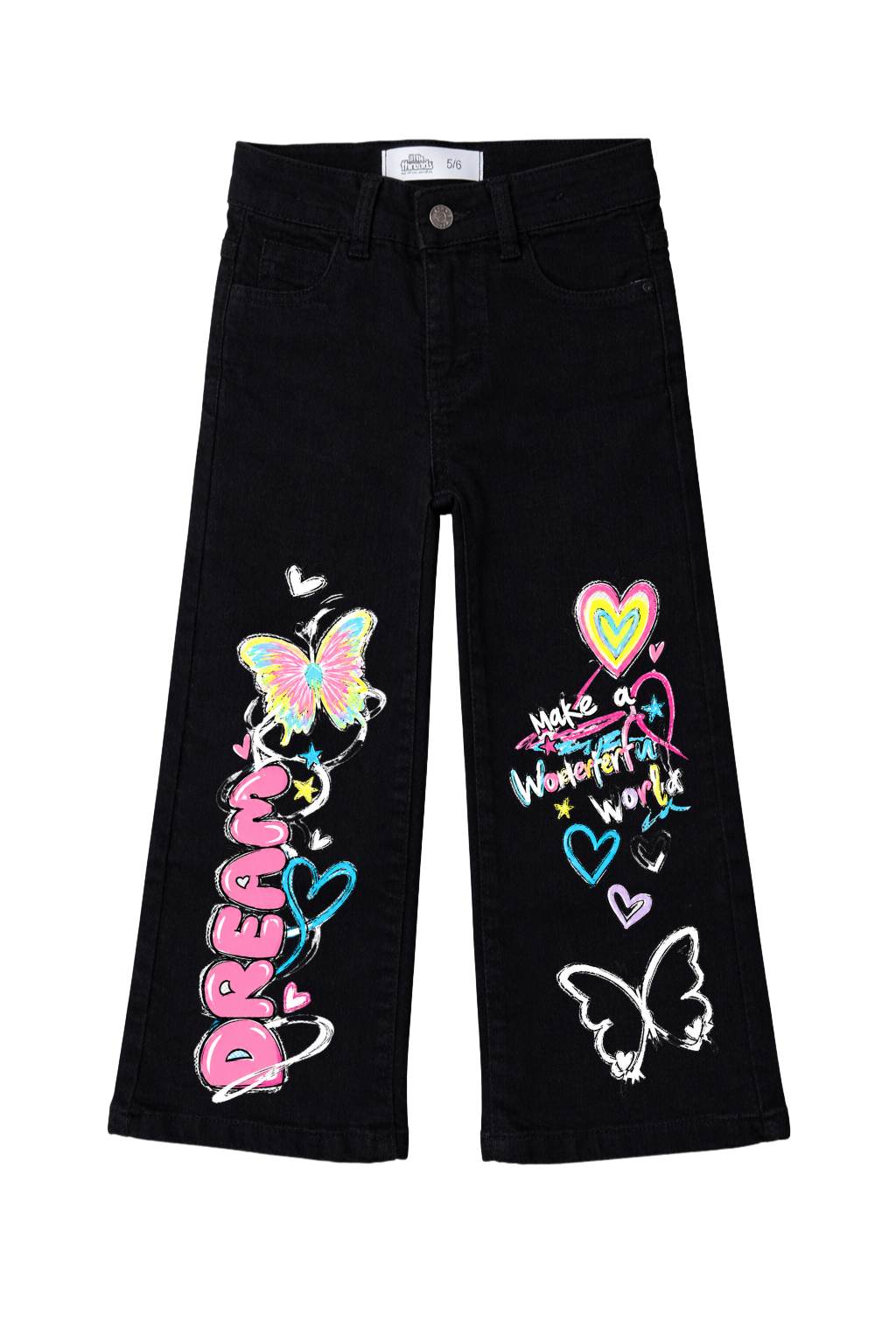 Butterfly Dreamscape Graphic Wide Leg Jeans