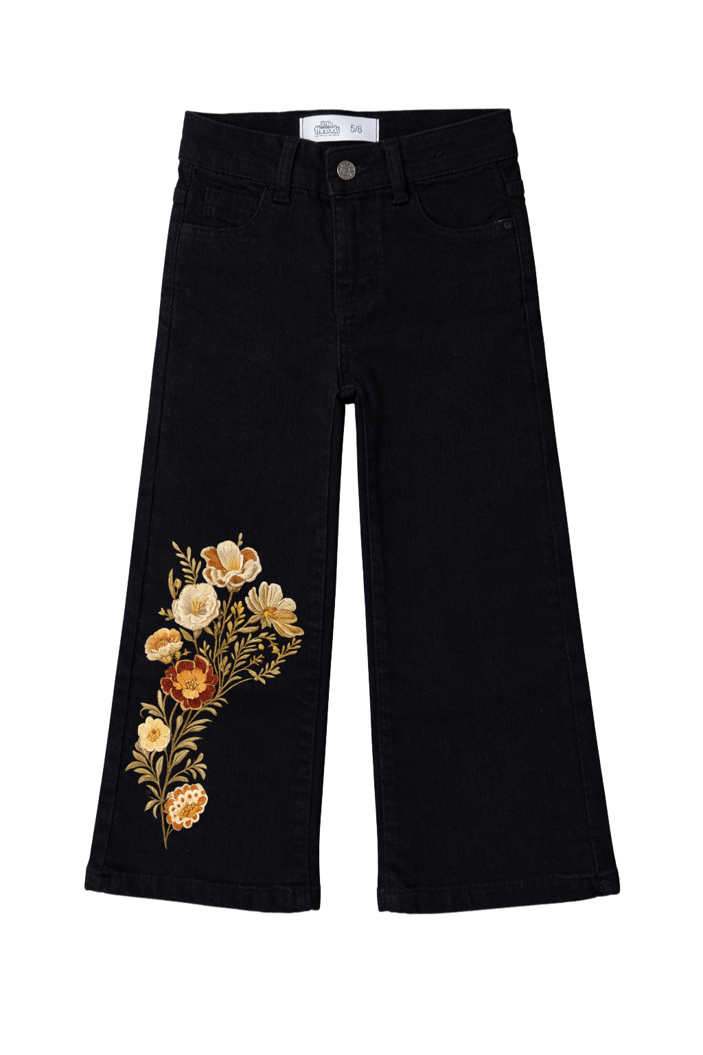 Golden Bloom Wide Leg Printed Jeans