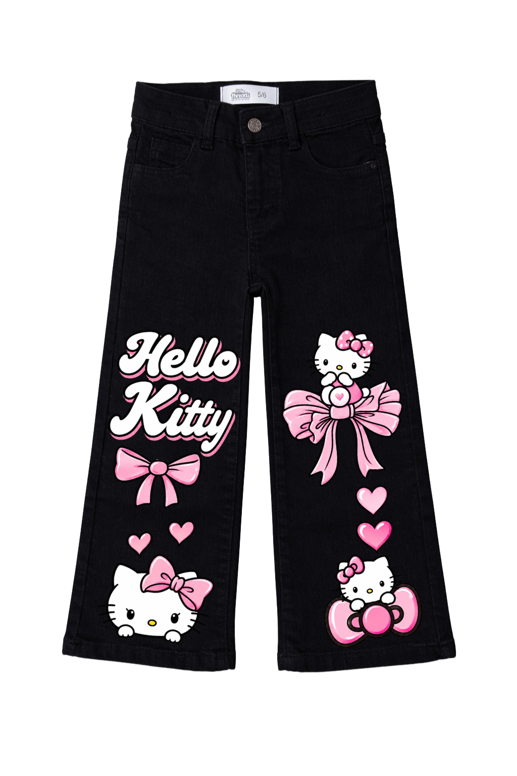 Kitty Bows Graphic Wide Leg Jeans