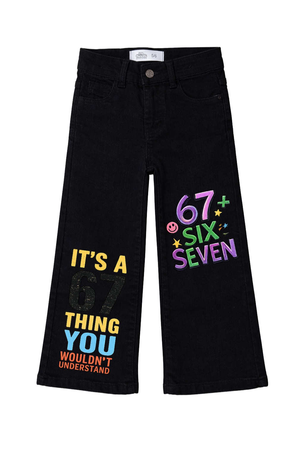 67 Vibes Wide Leg Printed Jeans for Kids