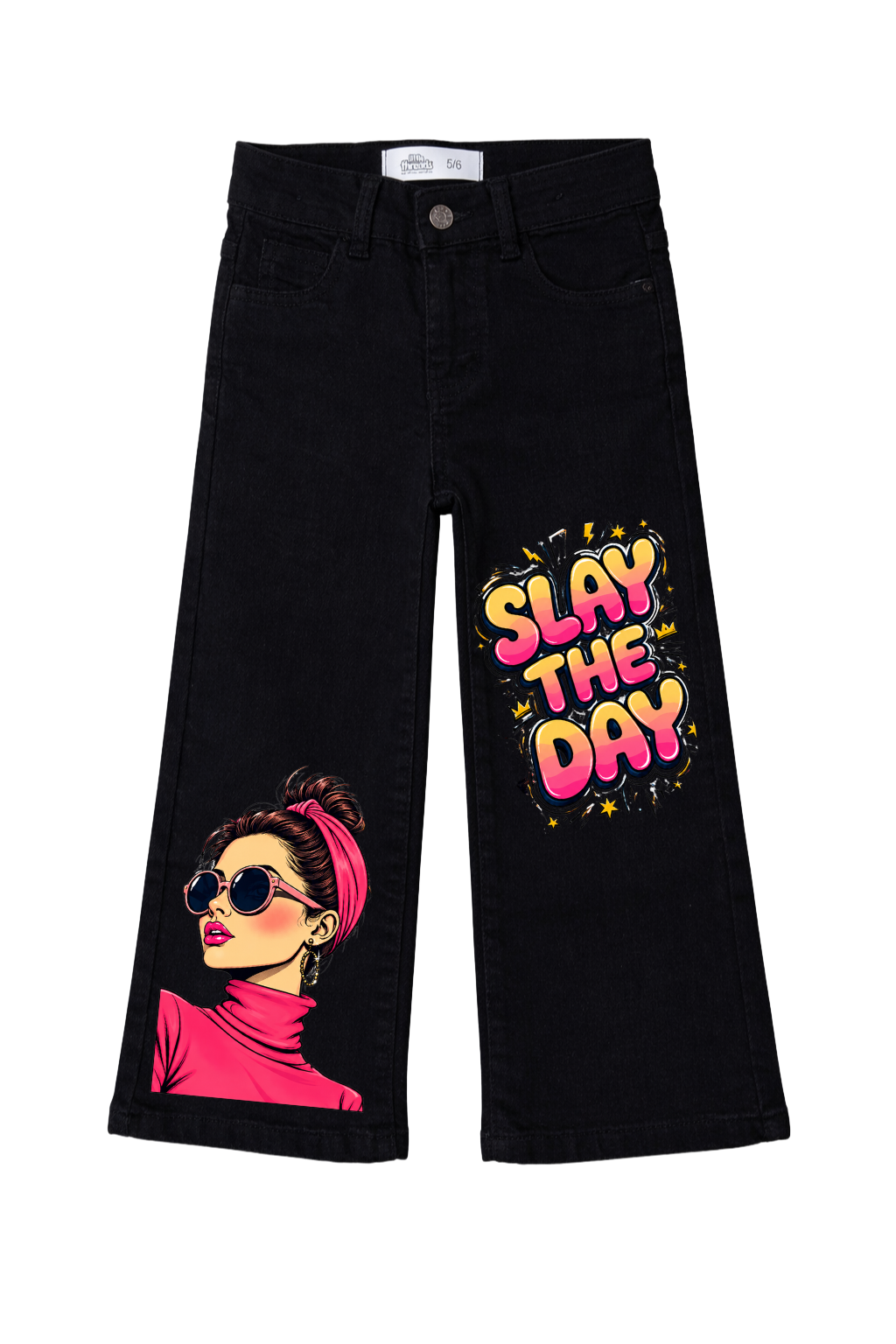 Slay Queen Graphic Wide Leg Jeans