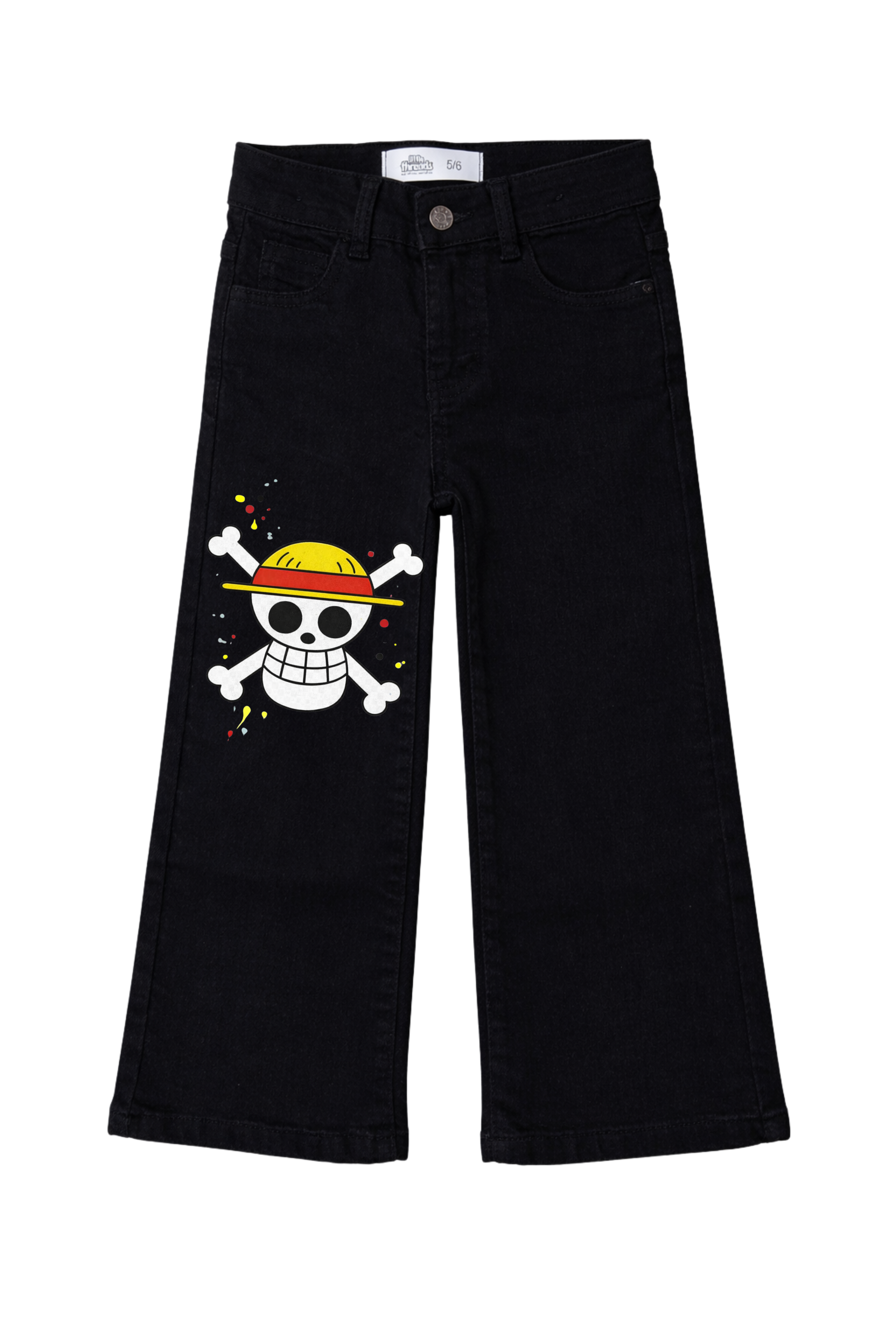 Straw Hat Skull Denim Jeans