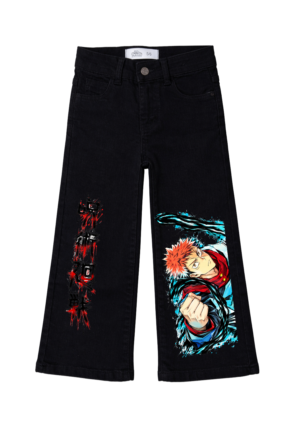 Yuji Itadori Black Flash Graphic Jeans