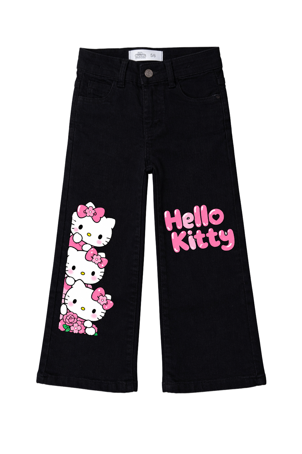 Hello Kitty Floral Peek Wide Leg Jeans