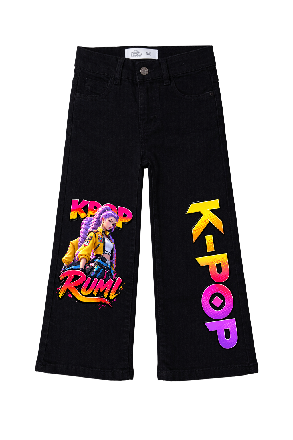 Rumi K-Pop Graphic Wide Leg Jeans