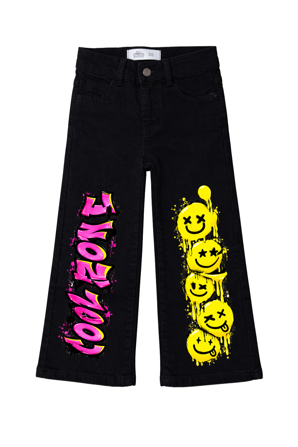 Graffiti Good Vibes Smiley Graphic Jeans