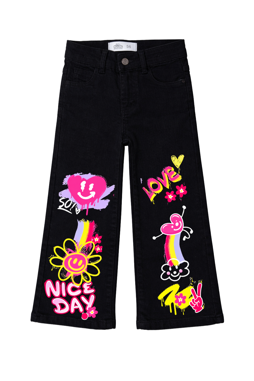 Good Vibes Graphic Wide Leg Jeans