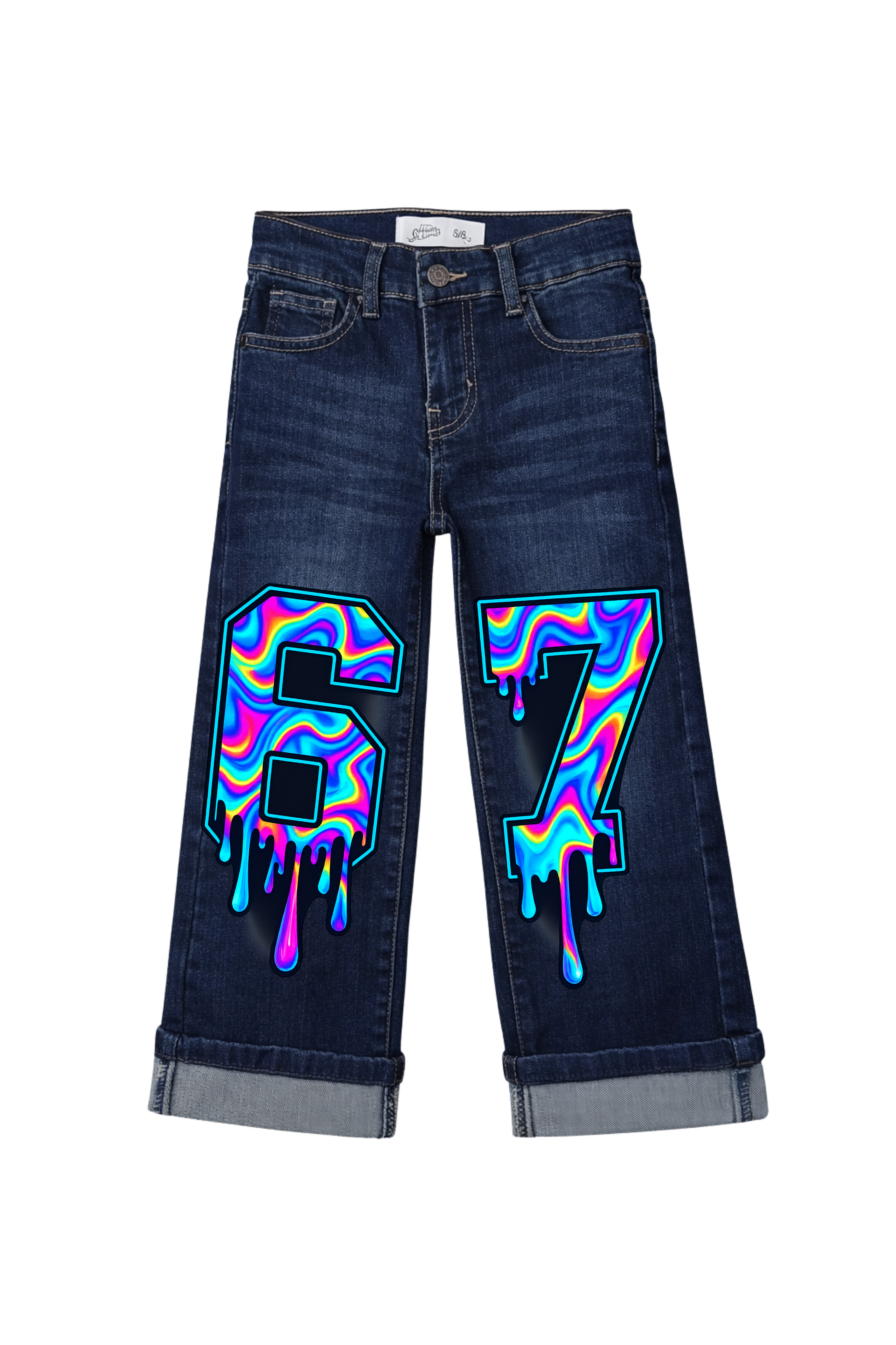 Six Seven Graphic Paint Denim Jeans
