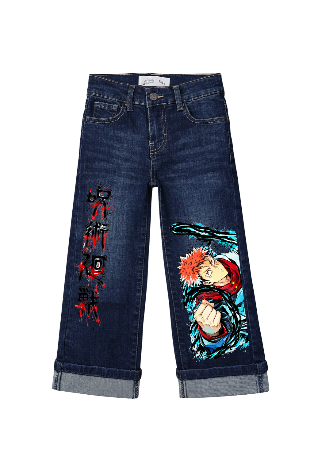 Yuji Itadori Black Flash Graphic Jeans