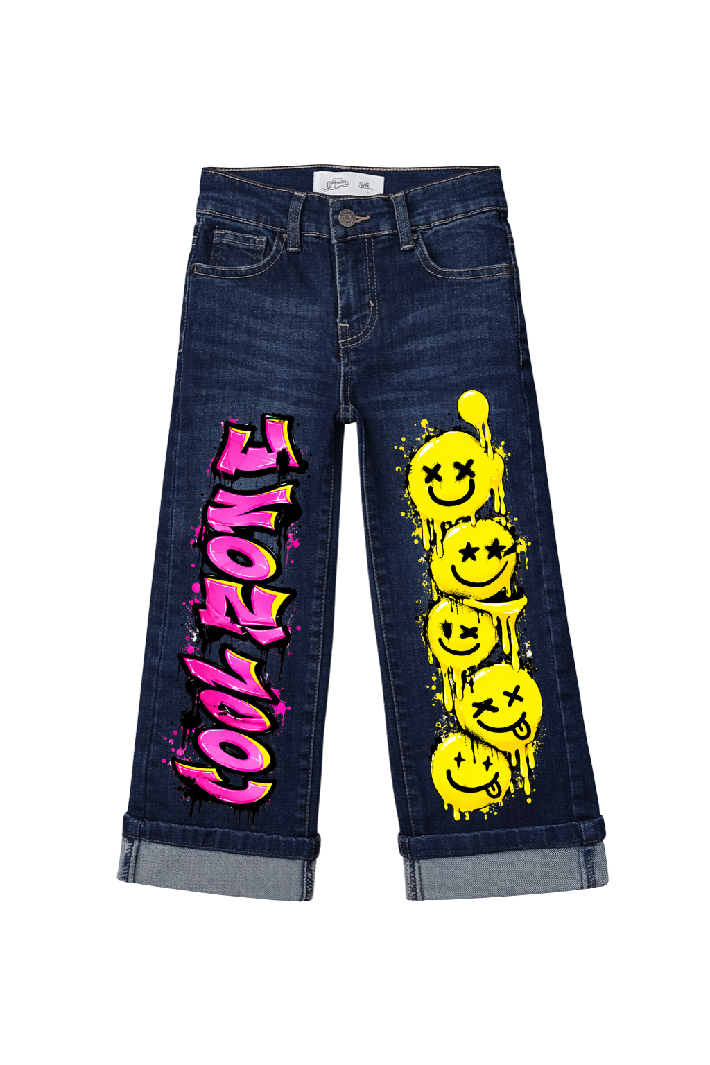 Graffiti Good Vibes Smiley Graphic Jeans