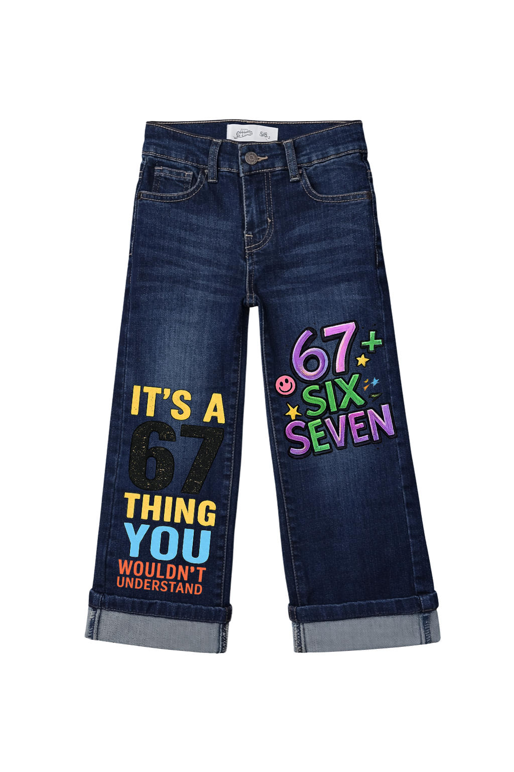 67 Vibes Wide Leg Printed Jeans for Kids