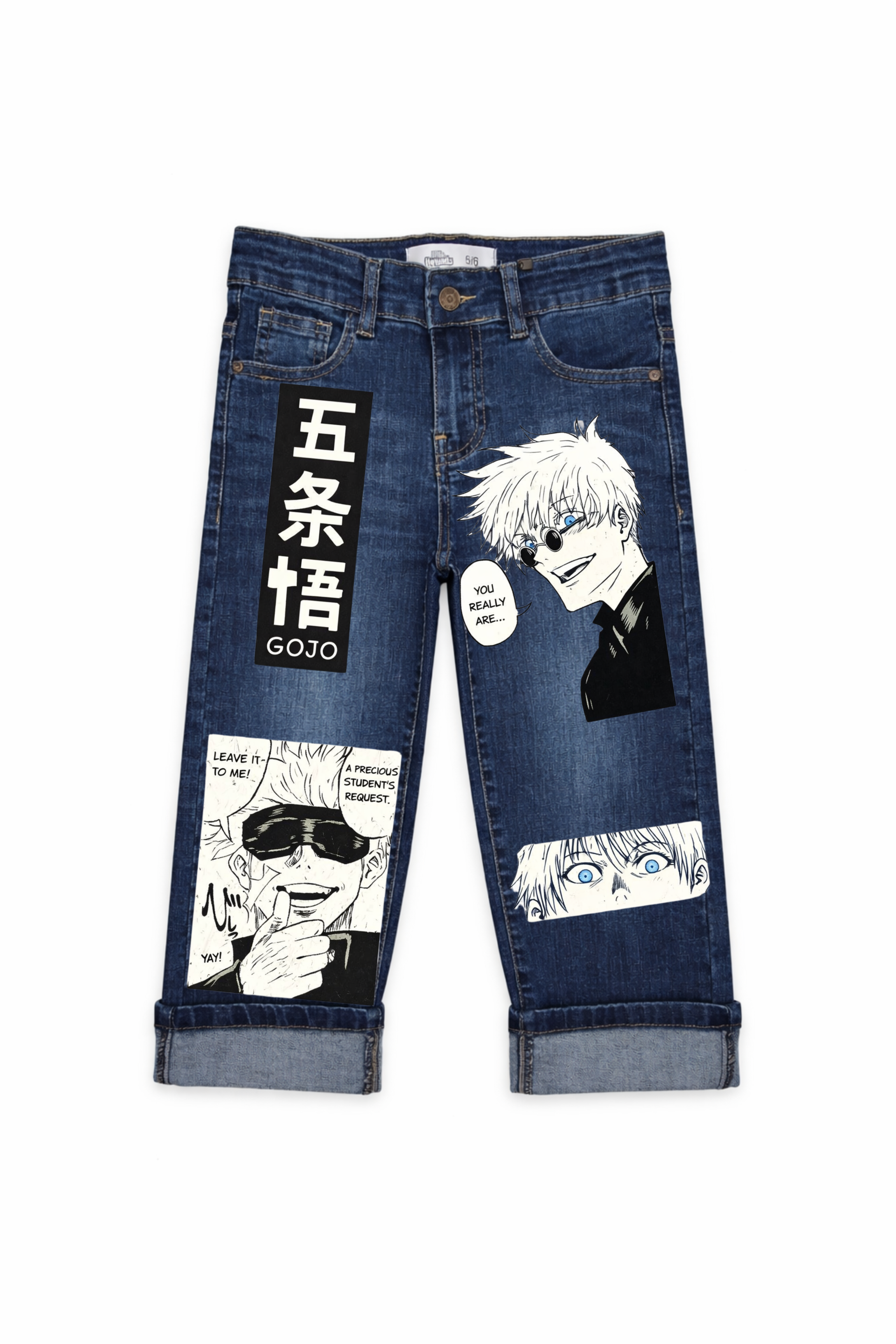 Anime Graphic Panel Denim Wide Leg