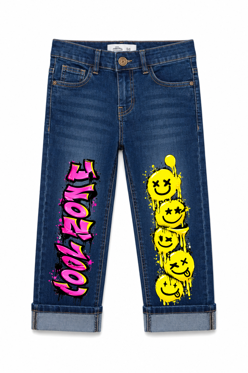 Graffiti Good Vibes Smiley Graphic Jeans