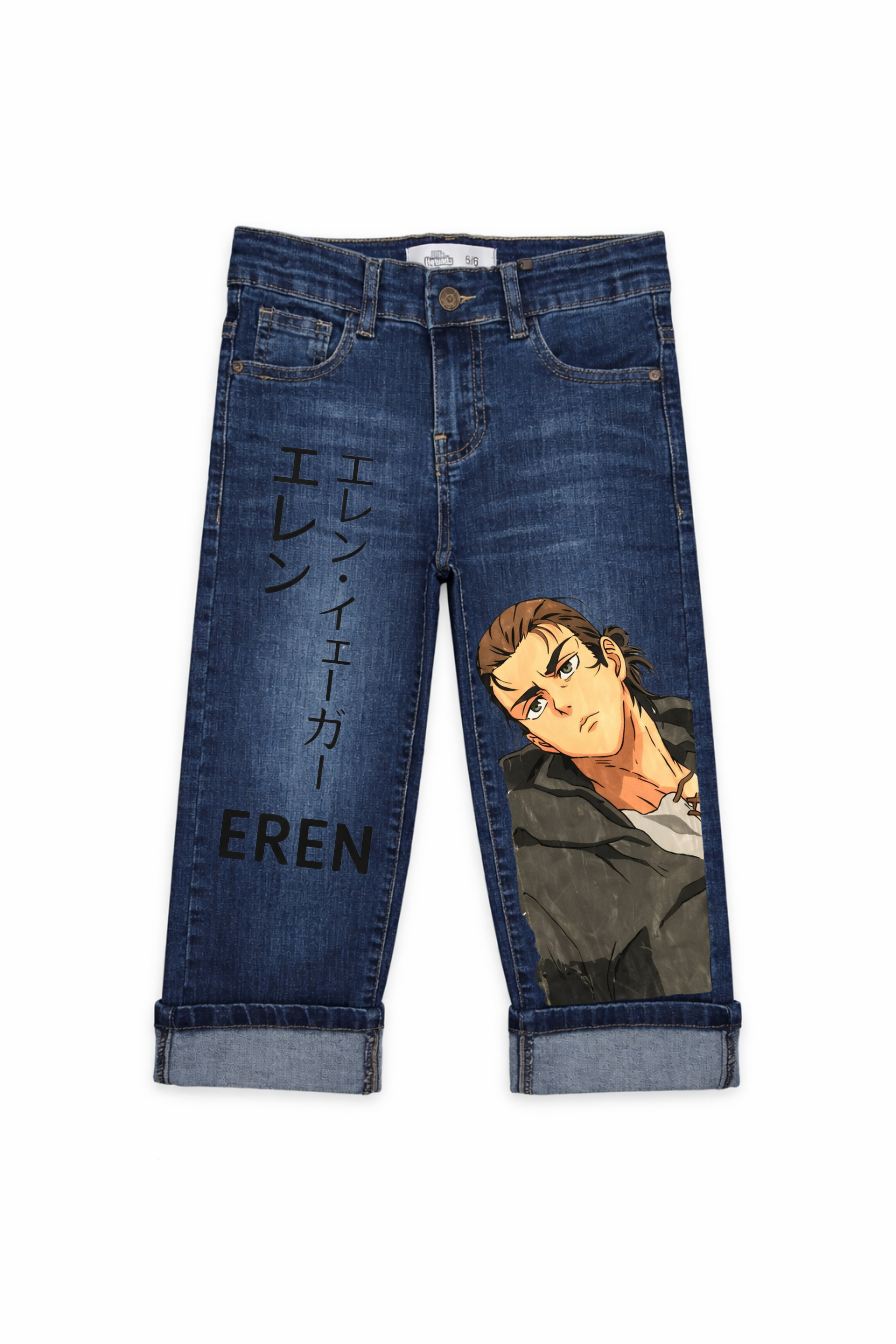 Anime Portrait Text Denim Jeans