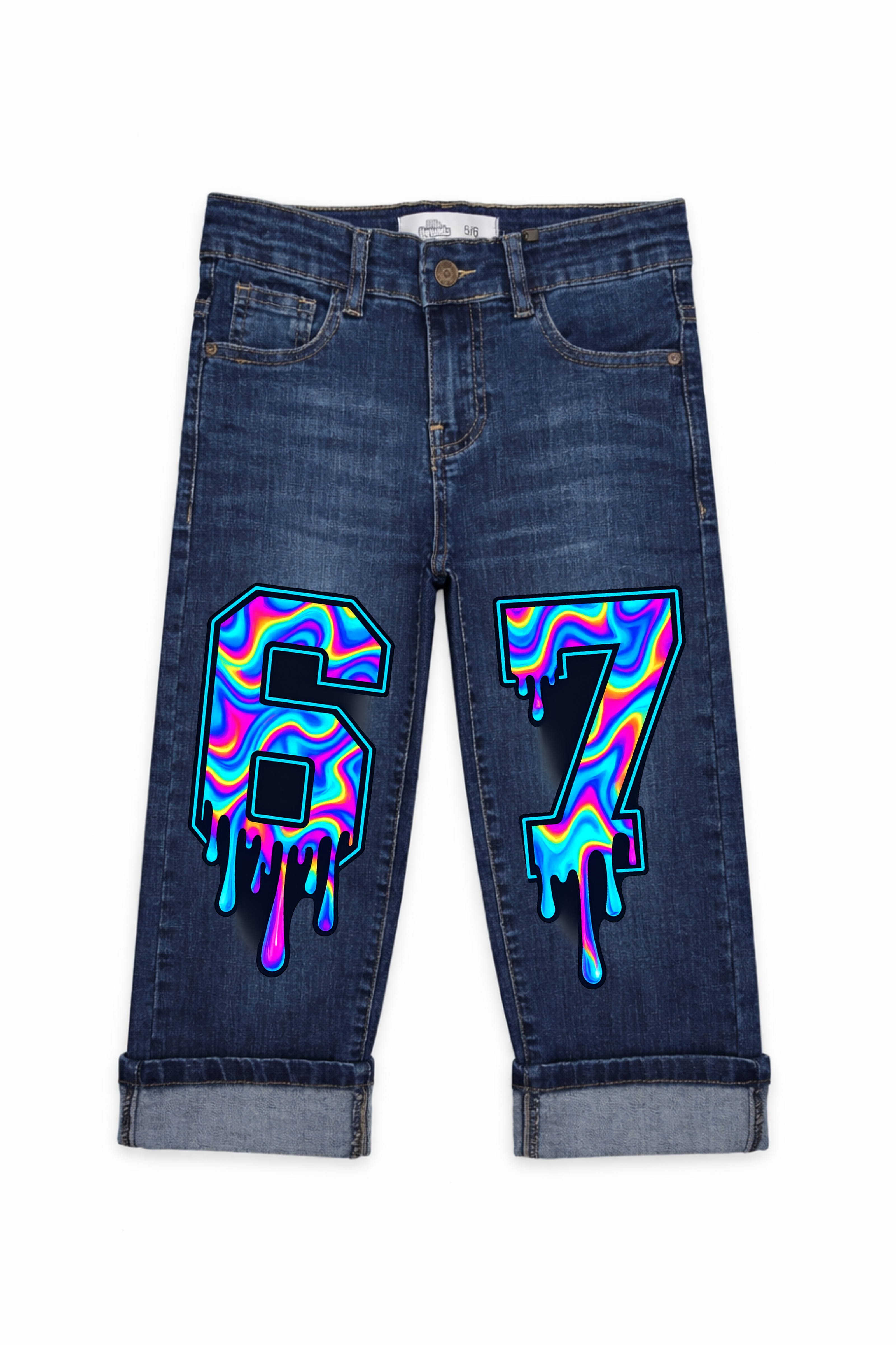Six Seven Graphic Paint Denim Jeans