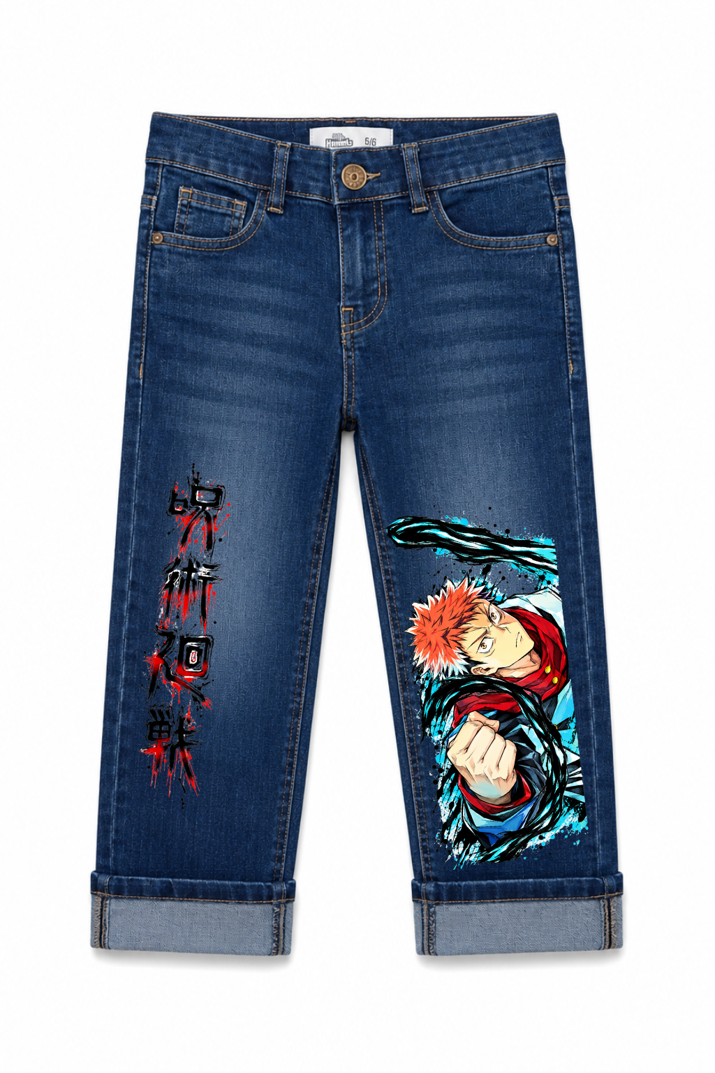 Yuji Itadori Black Flash Graphic Jeans