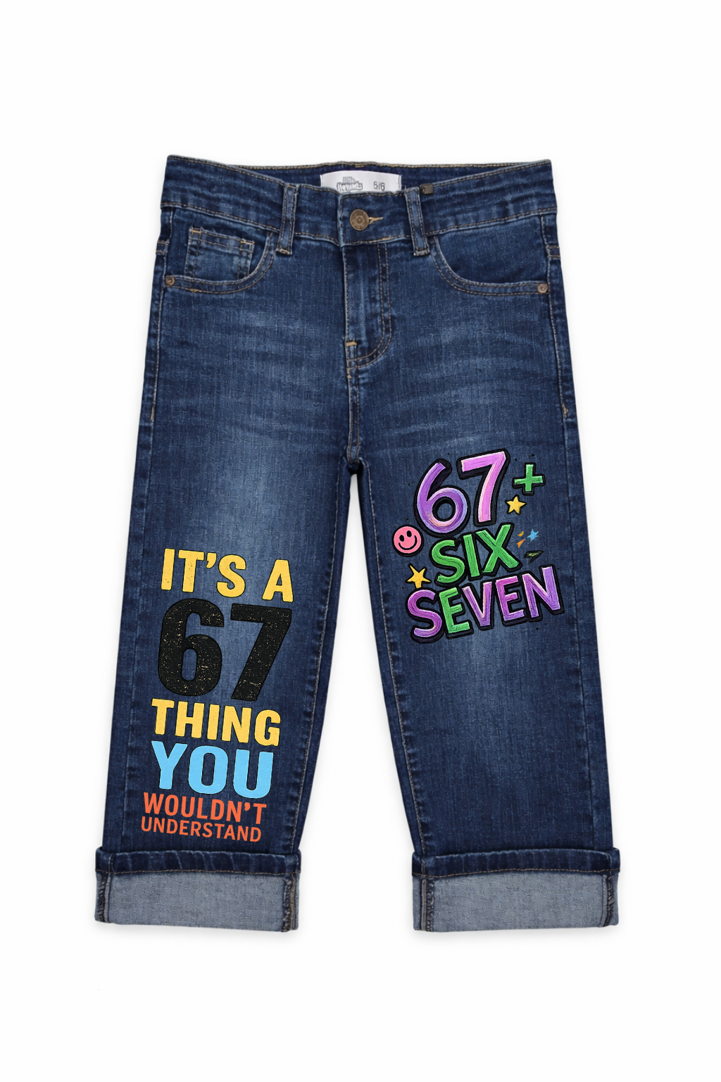 67 Vibes Wide Leg Printed Jeans for Kids