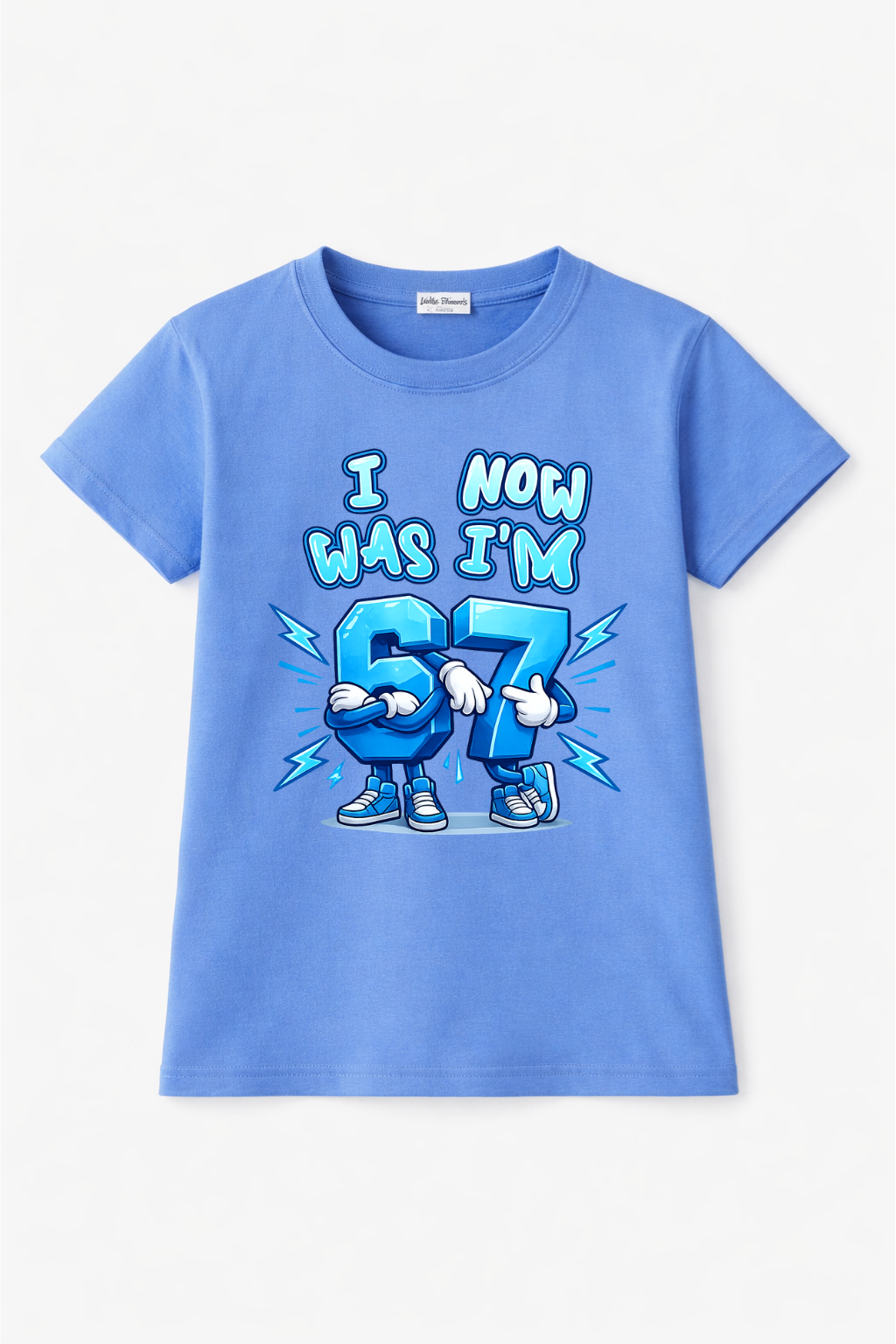 I Was 6 Now 7 Graphic Blue Tee