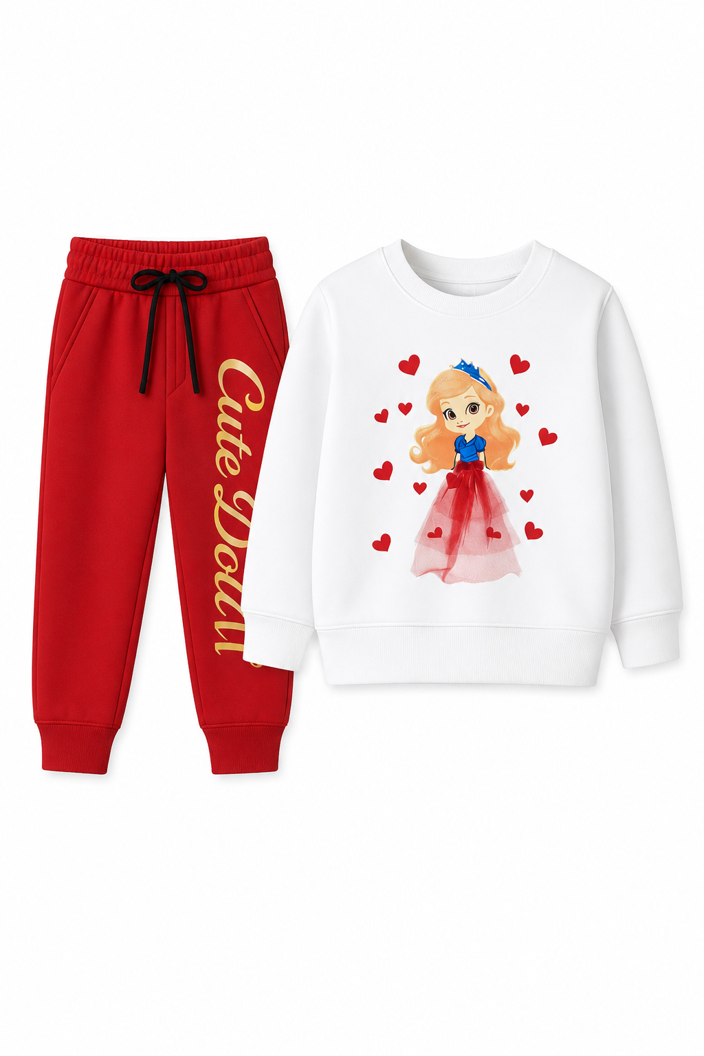 Premium Quality "Cute Doll" Frock & Printed Fleece Suit