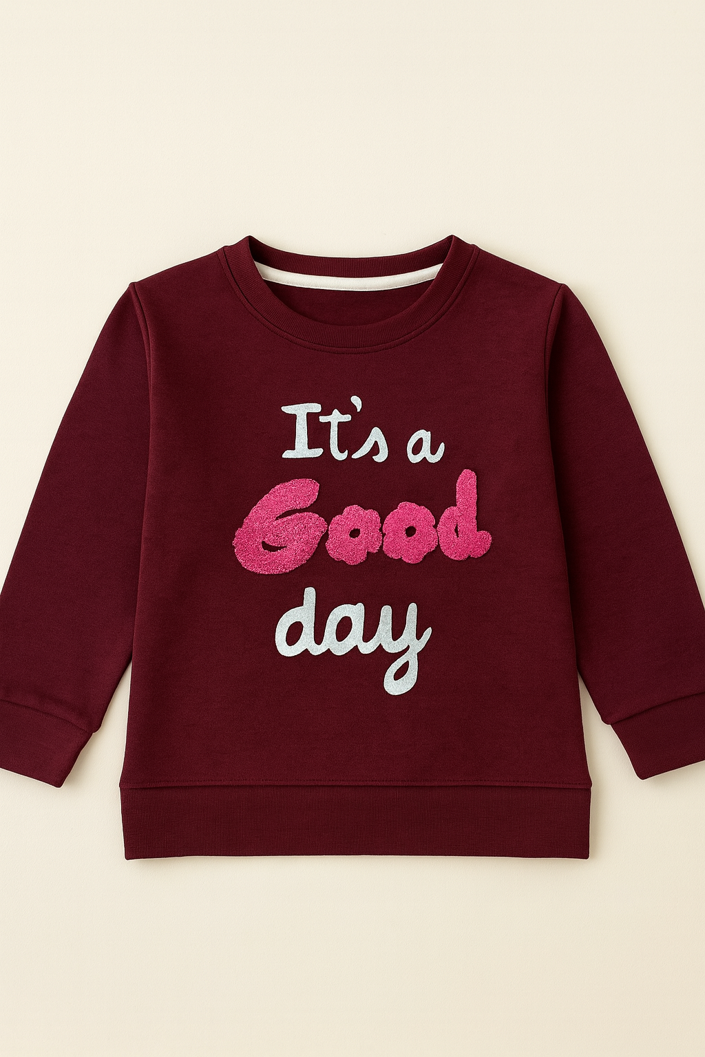 Premium Quality "GOOD DAY" Towel Embroidery Fleece Sweatshirt