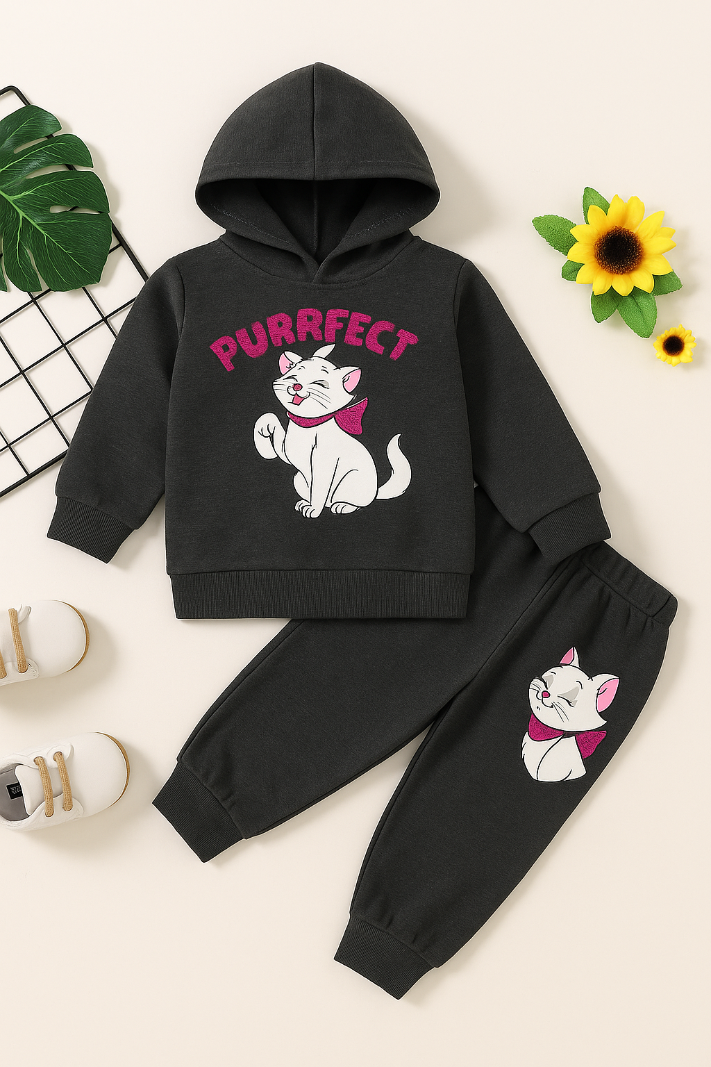 Premium Quality "PURRFECT" Glitter Printed Fleece Suit