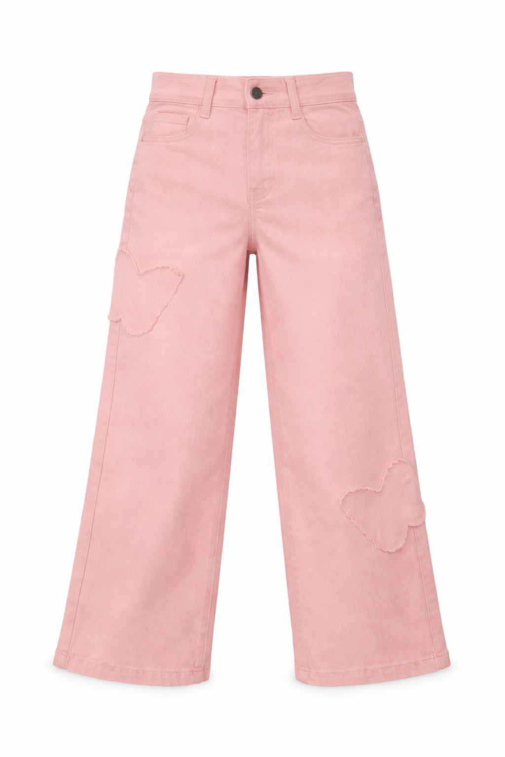 Pink wide-leg jeans on a white background