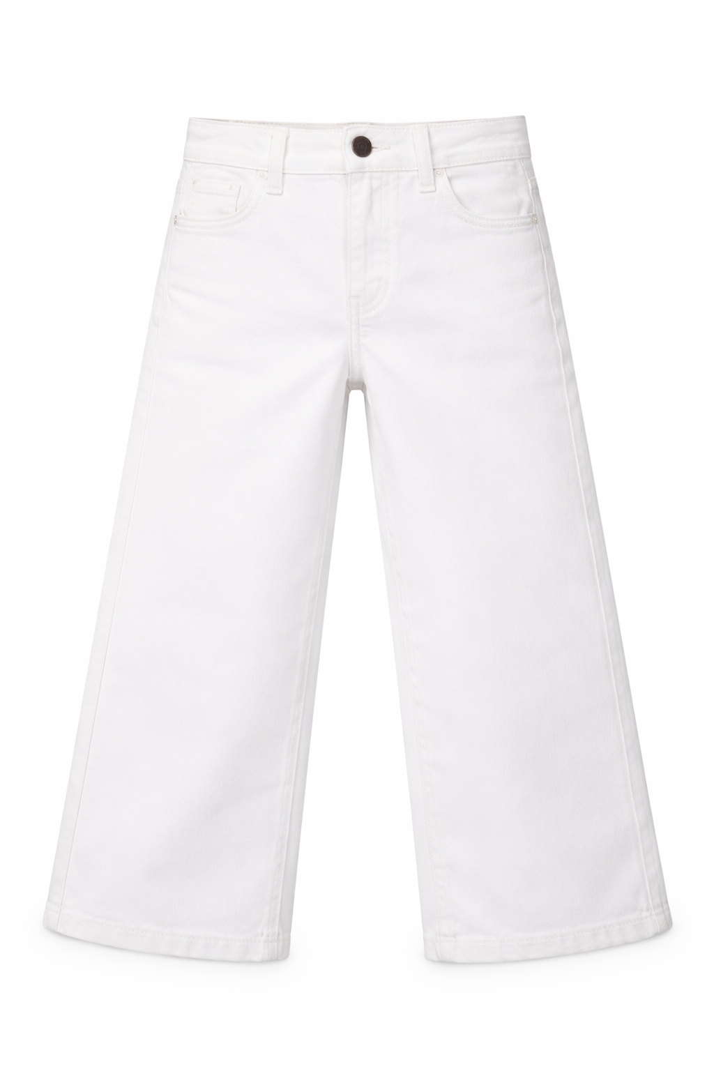 White wide-leg jeans on a white background