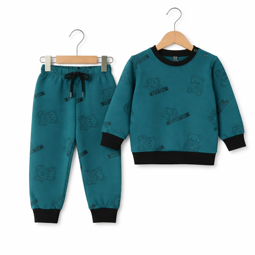 Teal Bear Fleece Suit