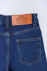 Girls' Embellished Dark Blue Flared Jeans – Playful & Fashionable - Little Threads