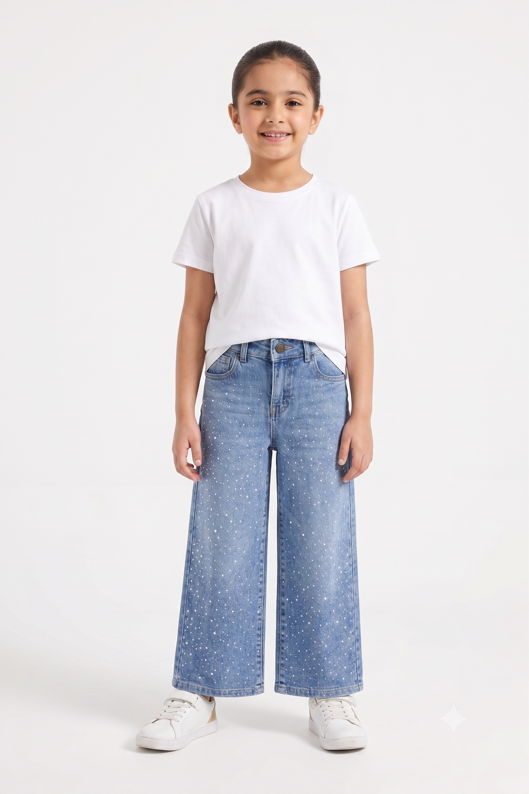 Blue Acid Wash Starlight Wide Leg Jeans