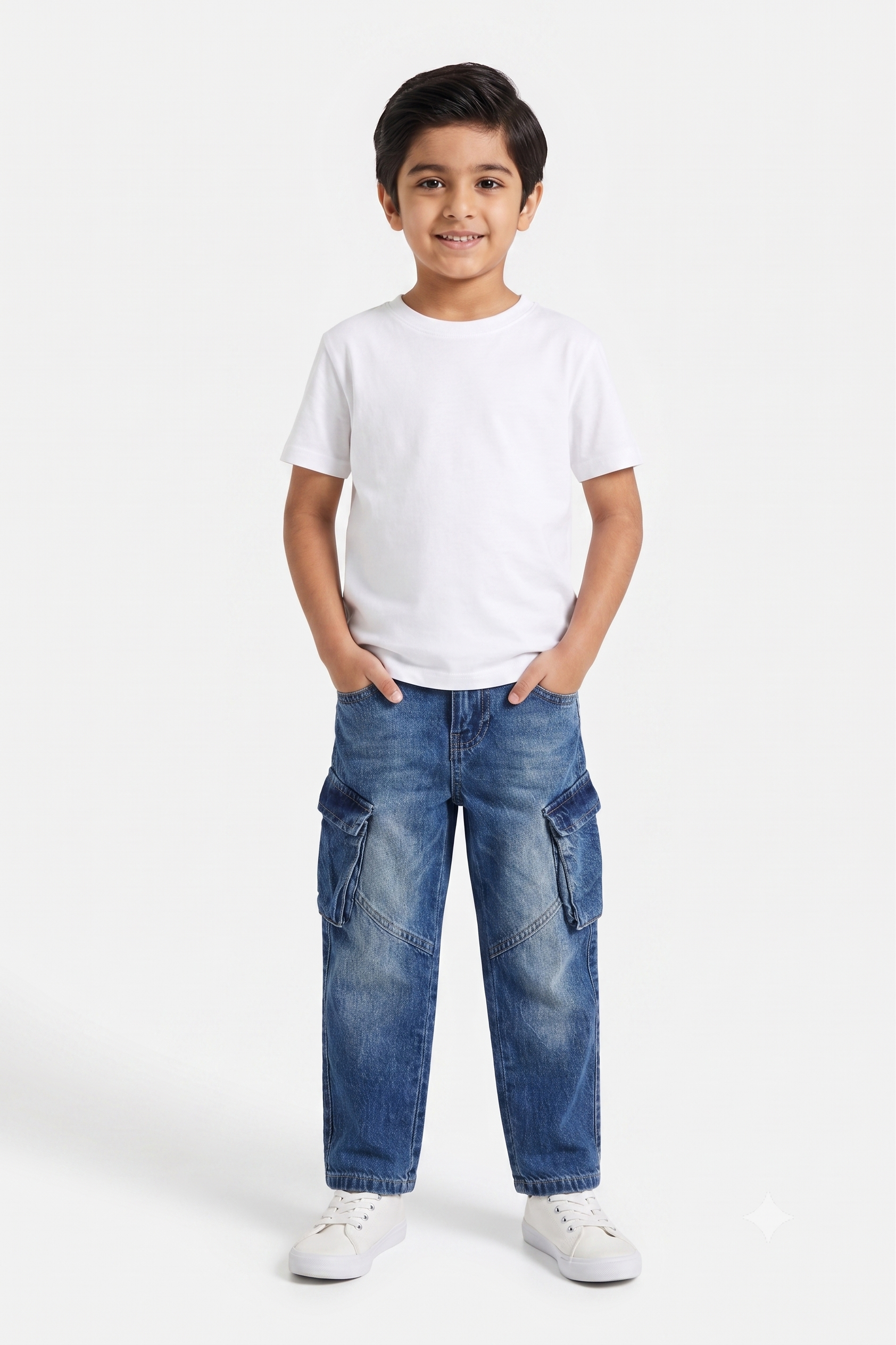 Boys Acid Blue 2 Pocket Cargo Jeans