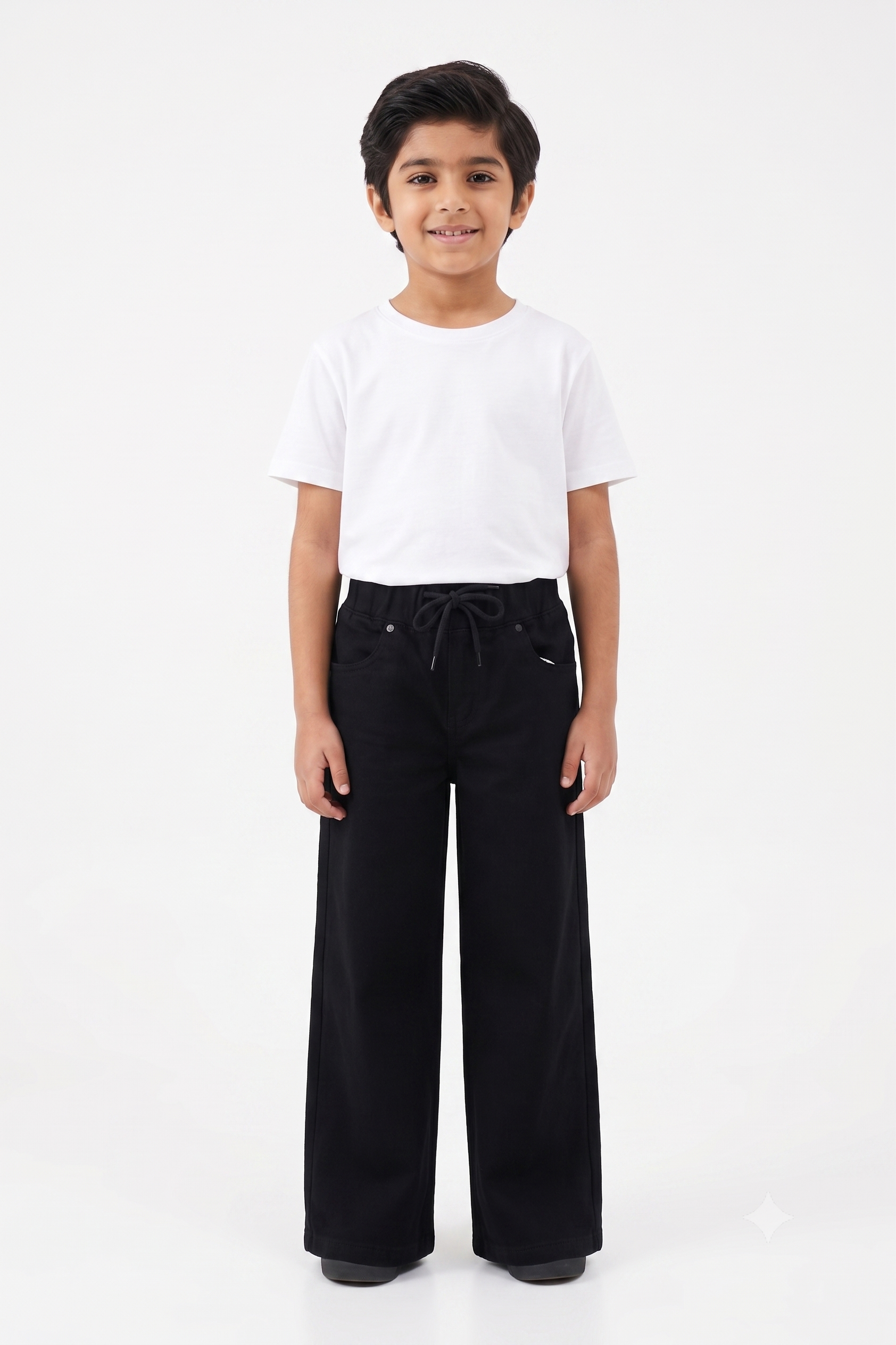 Black Elasticated Wide Leg Jeans
