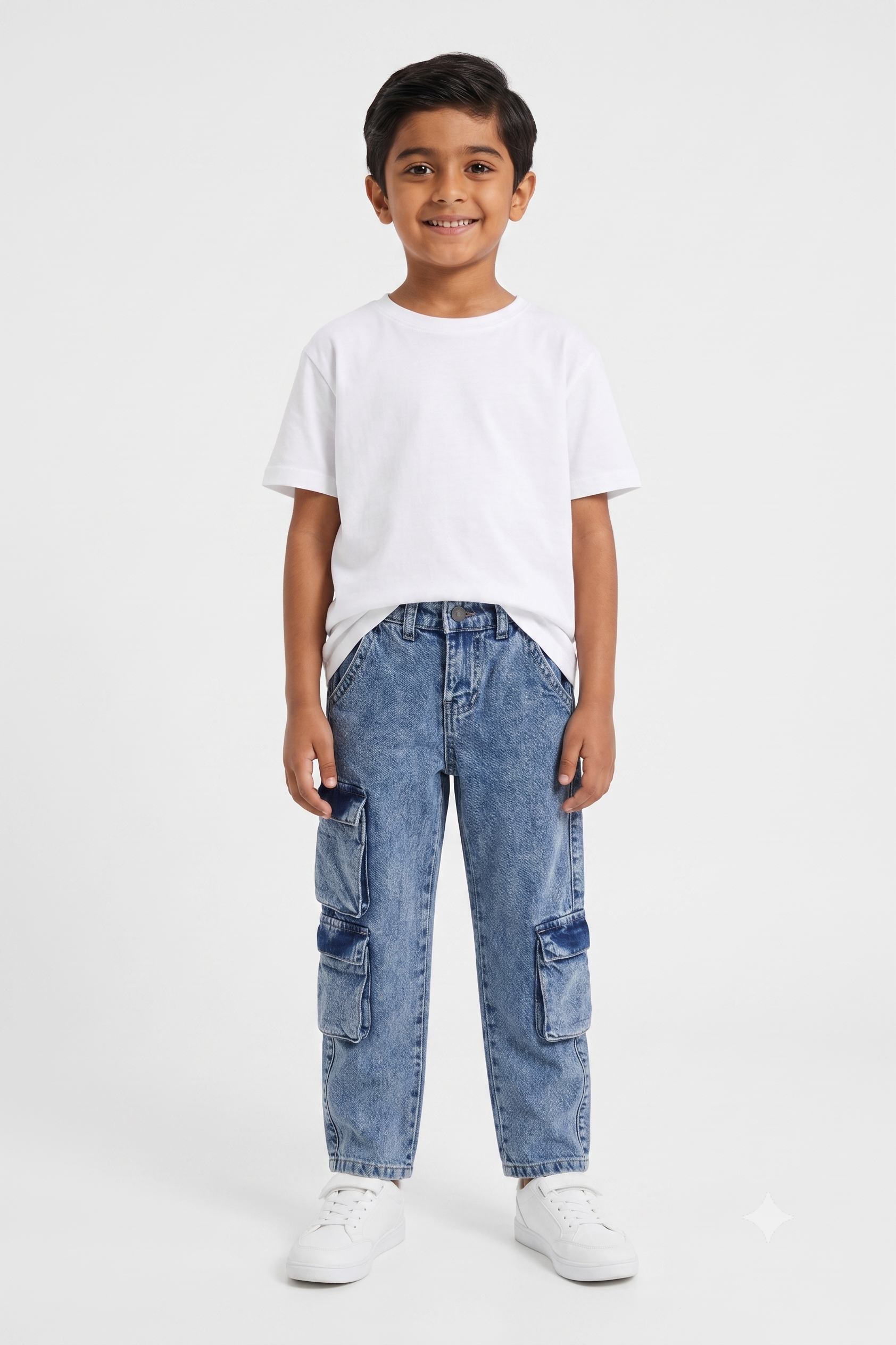 Boys Acid Blue 3 Pocket Cargo Jeans